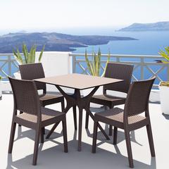 Ibiza Outdoor Dining Set 5 Piece Square Brown
