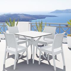 Ibiza Outdoor Dining Set 5 Piece Square White