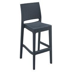Jamaica Resin Wickerlook Bar Stool Dark Gray, Set of 2