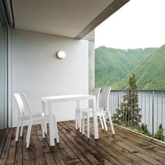 Orlando Wickerlook Square Dining Set 5 Piece White with Florida Side Chairs