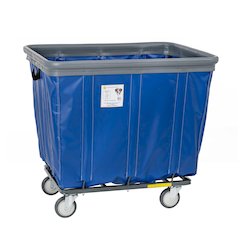 14 Bushel Vinyl Basket Truck with Air Cushion Bumper and Steel Base, Blue