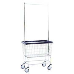 Wire Utility Cart with Double Pole Rack, 4.5 Bushel, Chrome