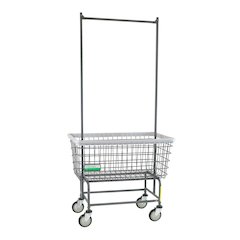 Antimicrobial Wire Utility Cart with Double Pole Rack, 6 Bushel