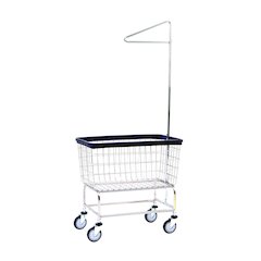 Wire Utility Cart with Single Pole Rack, 4.5 Bushel, Chrome