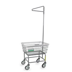 Antimicrobial Wire Utility Cart with Single Pole Rack, 2.5 Bushel