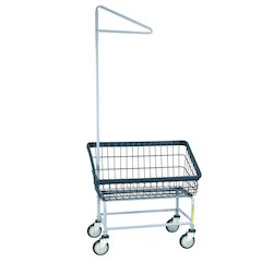 Dura-Seven Large Front Load Wire Laundry Cart w/ Single Pole Rack