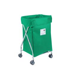 Wide Collapsible Hamper with Forest Green Vinyl Bag, 6 Bushel Capacity