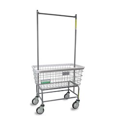Antimicrobial Wire Utility Cart with Double Pole Rack, 4.5 Bushel