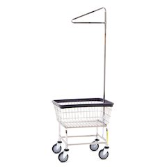 Wire Utility Cart with Single Pole Rack, 2.5 Bushel, Chrome