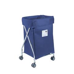 Wide Collapsible Hamper with Navy Vinyl Bag, 6 Bushel Capacity