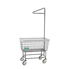 Antimicrobial Wire Utility Cart with Single Pole Rack, 6 Bushel