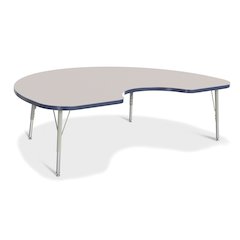 Jonti-Craft Berries Elementary Height Color Edge Kidney Table - Laminated Kidney-shaped, Navy Top - Four Leg Base - 4 Legs - Adjustable Height - 15" to 24" Adjustment - 72" Table Top Length x 48" Tabl
