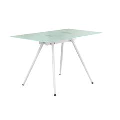 Computer Desk, Home Office, Laptop, 48L, Work, White Metal, Tempered Glass