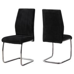 Dining Chair, Set Of 2, Side, Upholstered, Kitchen, Dining Room, Black Velvet