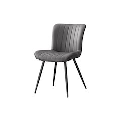 Dining Chair, 33 Height, Upholstered, Side, Set Of 2, Grey Leather Look