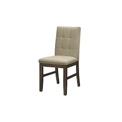Dining Chair, 37 Height, Set Of 2, Upholstered, Brown Fabric, Grey Solid Wood