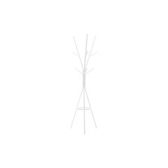 Coat Rack, 72H, Free Standing, Hall Tree, 6 Hooks, White Metal, Contemporary