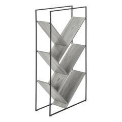 Bookshelf, Bookcase, Etagere, 3 Tier, 60H, Office, Bedroom, Grey Laminate