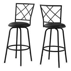 Bar Stool, Set Of 2, Swivel, Bar Height, Black