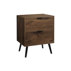 Accent Table, Storage Drawer, Walnut Laminate, Modern, Contemporary