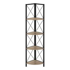 Bookshelf, Bookcase, Etagere, Corner, 4 Tier, 60H, Office, Bedroom, Brown Lamin