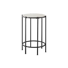 Accent Table, End, Round  Washed Oak Laminate, Black Metal, Contemporary