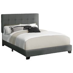Bed, Bedroom, Frame Only, Queen Size, Upholstered, Dark Grey Boucle