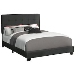 Bed, Bedroom, Frame Only, Queen Size, Upholstered, Black Boucle, Transitional