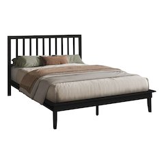 Bed, Platform Bed, Queen Size Black Wood Legs, Contemporary