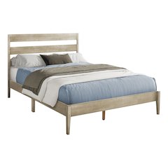 Bed, Queen Size Grey Solid Wood Legs, Contemporary