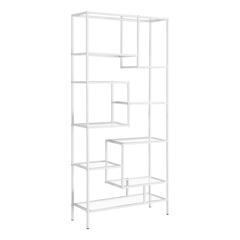 Bookshelf, Bookcase, Etagere, 72H, Office, Bedroom, Clear Tempered Glass