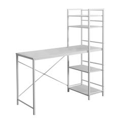 Computer Desk, Home Office, Laptop, Storage Shelves, 48L, Work, White Laminate