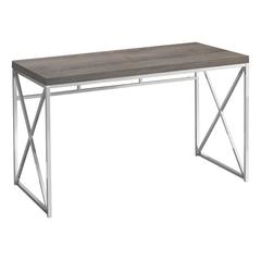 Computer Desk, Home Office, Laptop, Work, Brown Laminate, Chrome