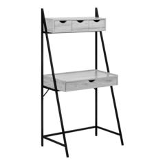 Computer Desk, Home Office, Laptop, Leaning, Storage Drawers, 32L, Work, Grey