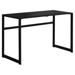 Computer Desk, Home Office, Laptop, 48L, Work, Black Tempered Glass, Black