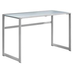 Computer Desk, Home Office, Laptop, 48L, Work, Frosted White Tempered Glass