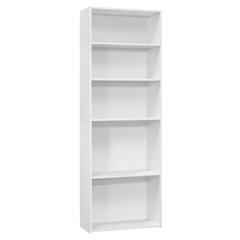 Bookshelf, Bookcase, 6 Tier, 72H, Office, Bedroom, White Laminate, Transitional