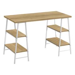 Computer Desk, Home Office, Laptop, Storage Shelves, 48L, Work, Natural Laminate
