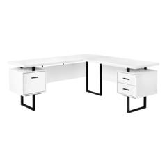 Computer Desk, Home Office, Corner, Left, Right Set-up, Storage Drawers, 70L