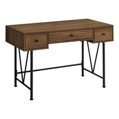Computer Desk, Home Office, Laptop, Storage Drawers, 48L, Work, Walnut Laminate