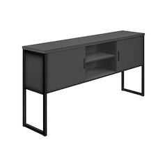 Contemporary Office Hutch in Grey,Black color