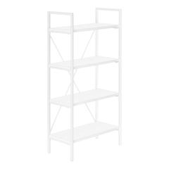 Bookshelf, Bookcase, 4 Tier, 48H, Office, Bedroom, White Laminate, White
