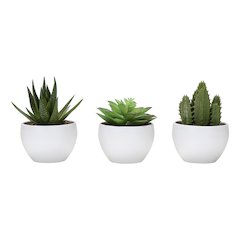 Artificial Plant, 6" Tall, Succulent, Indoor, Faux, Table, Greenery, Set Of 3