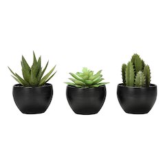 Artificial Plant, 6" Tall, Succulent, Indoor, Faux, Table, Greenery, Set Of 3