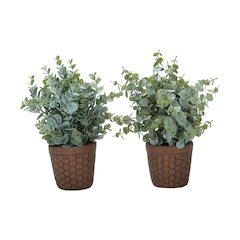 Artificial Plant, 13" Tall, Eucalyptus Grass, Indoor, Table, Greenery, Set Of 2