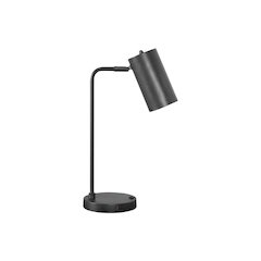 ="Lighting, 18""H, Table Lamp, Usb Port Included, Grey Metal, Grey Shade, Moder