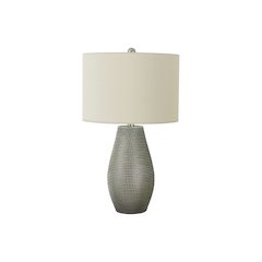Lighting, 24"H, Table Lamp, Grey Resin, Ivory / Cream Shade, Contemporary