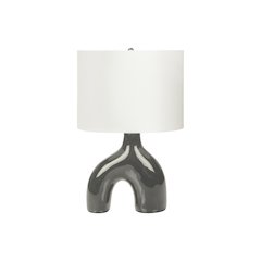 25"H, Table Lamp, Dark Grey Ceramic, Ivory / Cream Shade, Contemporary, Modern