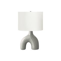 25"H, Table Lamp, Grey Ceramic, Ivory / Cream Shade, Contemporary, Modern