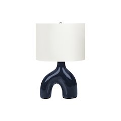 25"H, Table Lamp, Blue Ceramic, Ivory / Cream Shade, Contemporary, Modern